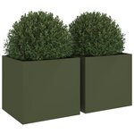 vidaXL Jardinières 2 Pièces vert olive 49x47x46 cm acier