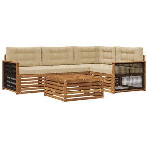vidaXL Ensemble de canapés d'extérieur 5 pc Naturel et Beige