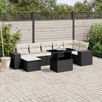 vidaXL Salon de jardin 8 Pièces avec coussins noir résine tressée