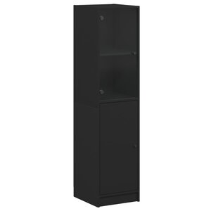 vidaXL Buffet avec porte en verre noir 35x37x142 cm