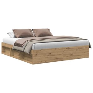 vidaXL Cadre de lit sans matelas chêne artisanal 200x200 cm