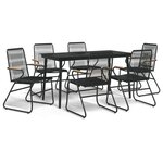 vidaXL Ensemble à manger de jardin 7 Pièces Noir Rotin PVC