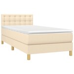 vidaXL Sommier à lattes de lit avec matelas LED Crème 90x200 cm Tissu