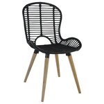 vidaXL Chaises à manger lot de 6 noir rotin naturel