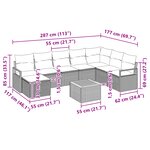 Ensemble de Canapés de Jardin 9 Pièces avec Coussins Beige Rattan Poly Acacia