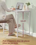 Bureau table poste de travail 50 x 80 x 76 cm pour bureau salon chambre assemblage simple métal style industriel blanc 12_0004678
