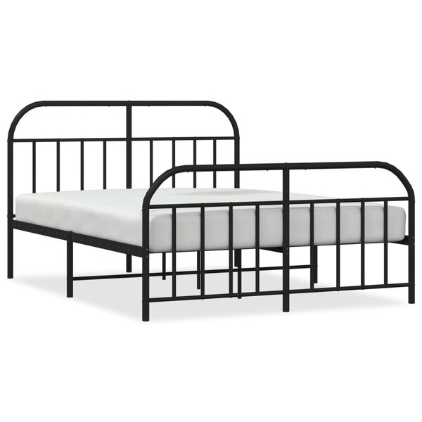 vidaXL Cadre de lit métal sans matelas avec pied de lit noir 140x190cm