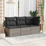 vidaXL Chaise de jardin sans accoudoirs avec coussins gris poly rotin