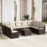 vidaXL Ensemble de Canapé de Jardin 9 Pièces avec Coussins Gris Poly Rattan