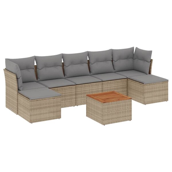 vidaXL Salon de jardin avec coussins 8Pièces mélange beige résine tressée