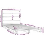 vidaXL Cadre de lit Blanc 75x190 cm Bois pin massif Petit simple