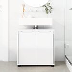 vidaXL Armoire de lavabo de salle de bain avec étagère Blanc brillant