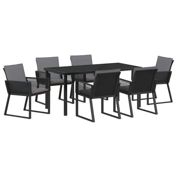 vidaXL Ensemble de salle à manger pour jardin 7 Pièces Noir
