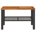 vidaXL Table de jardin noir 70x38x42 cm résine tressée et bois acacia