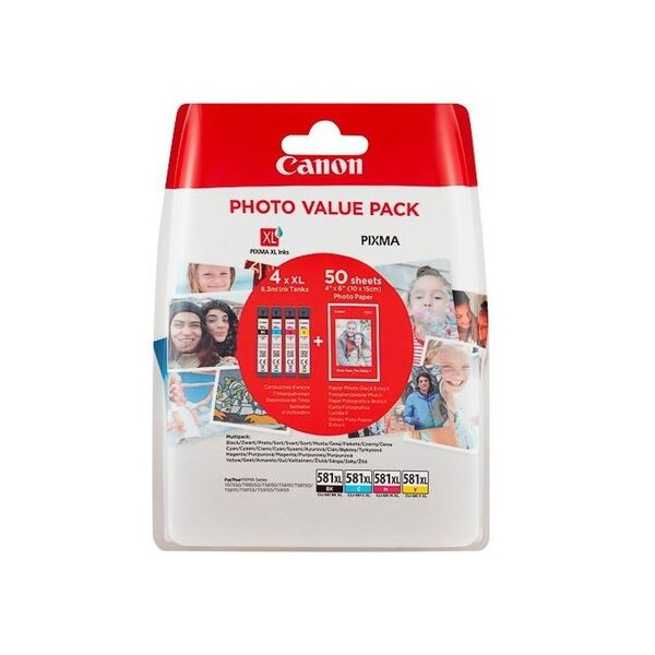 Cartouche d'encre originale CLI-581XL 4 couleurs NCMJ + papier CANON
