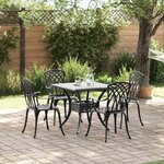 vidaXL Ensemble de tables de jardin 5 Pièces Noir Aluminium coulé