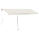vidaXL Auvent manuel rétractable avec LED 450x350 cm Crème