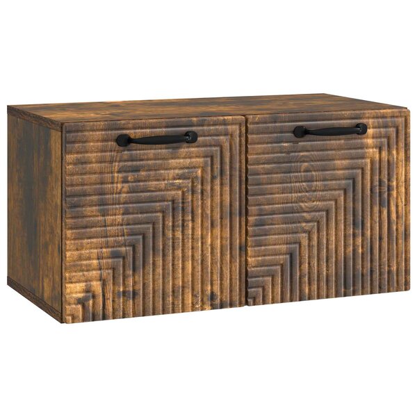 vidaXL Meuble TV mural Chêne fumé 59 5 x 31 x 30 cm Bois d'ingénierie