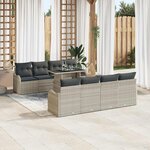 vidaXL Ensemble de canapé de jardin 7 Pièces Gris clair polyrotin