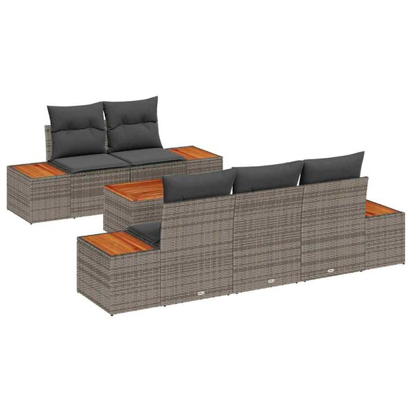 vidaXL Ensemble de canapé de jardin 6 Pièces Gris Poly rotin
