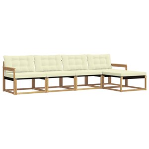 vidaXL Ensemble de canapés d'extérieur 5 Pièces Blanc et crème