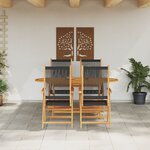 Ensemble de jardin 5 pièces vidaXL en bois d'acacia massif et en rotin synthétique  noir
