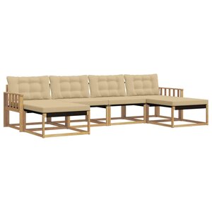 vidaXL Ensemble de canapés d'extérieur 6 pc Blanc et Beige