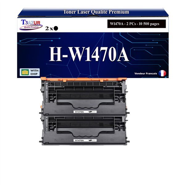 T3AZUR -2x Toners compatibles avec HP W1470A (147A) pour HP LaserJet Enterprise MFP M634z  M635fht  M635h  M636fh