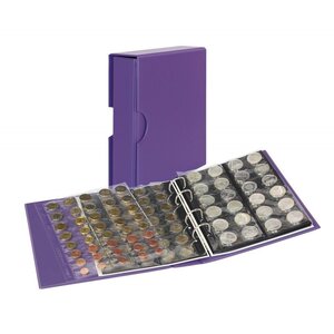 Album Publica M Color Lindner pour ranger 300 monnaies de collection. Couleur - Violet VIOLA