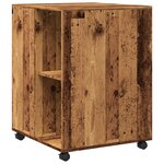 vidaXL Table d'appoint avec roues vieux bois 55x60x78 cm