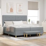 vidaXL Lit Box Spring avec Matelas et Banquette Gris clair 200x200 cm Tissu