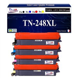 T3AZUR -4x Toners compatibles avec Brother TN248 XL pour Brother MFC-L3740CDW MFC-L3740CDWE MFC-L3760CDW MFC-L8340CDW MFC-L8390CDW