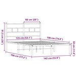 vidaXL Cadre de lit en métal sans matelas chêne fumé 135x190 cm
