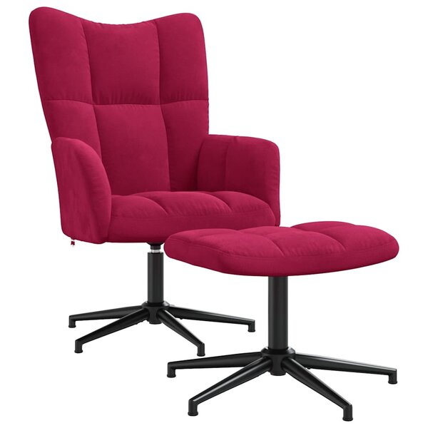 vidaXL Chaise de relaxation avec tabouret Rouge bordeaux Velours