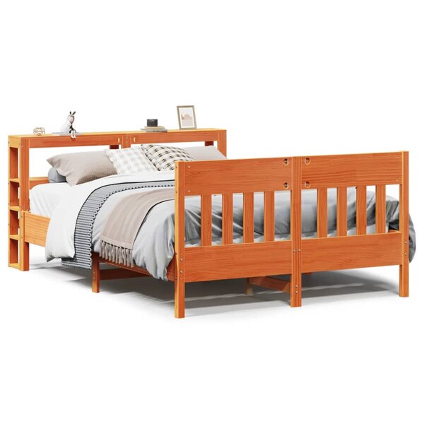 vidaXL Cadre de lit sans matelas cire marron 120x190cm bois pin massif