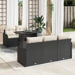 Canapé de Jardin 6 pièces avec coussins en Rotin Noir