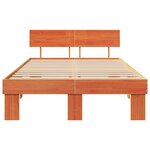 vidaXL Cadre de lit avec tête de lit Brun cire 120 x 200 cm Pin massif