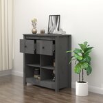 vidaXL Buffet Gris 70x35x80 cm Bois massif de pin