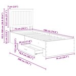 vidaXL Cadre de lit Gris Béton et Argent 75 x 190 cm Bois d'ingénierie