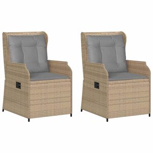 vidaXL Banc de jardin avec coussin 2 Pièces Beige Poly rotin