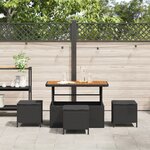vidaXL Ensemble de salle à manger de jardin 4 pièces avec coussins noirs en poly rotin et acacia