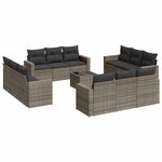 vidaXL Salon de jardin avec coussins 13 Pièces gris résine tressée