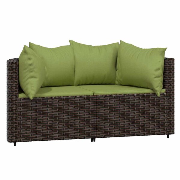 vidaXL Canapés d'angle de jardin et coussins2Pièces marron résine tressée