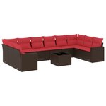 vidaXL Salon de jardin et coussins 11 Pièces marron résine tressée
