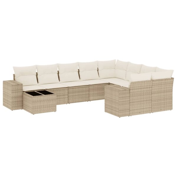 vidaXL Salon de jardin avec coussins 10 Pièces beige résine tressée
