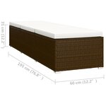 vidaXL Chaise longue de jardin table à thé 3 Pièces Résine tressée Marron