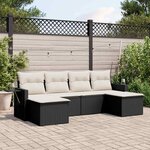 vidaXL Salon de jardin 6 Pièces avec coussins noir résine tressée