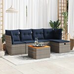 vidaXL Salon de jardin 6 Pièces avec coussins gris résine tressée