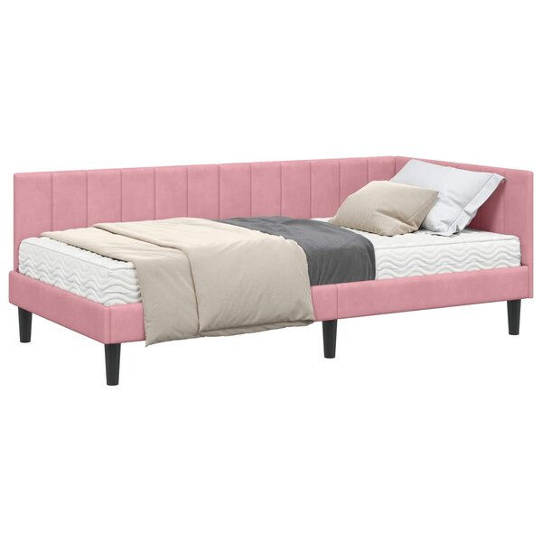 vidaXL Cadre de lit d'angle avec matelas 2 pc Rose 100 x 200 cm