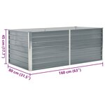vidaXL Jardinière 160 x 80 x 45 cm Acier galvanisé Gris